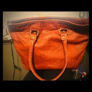 Leather zip top bag